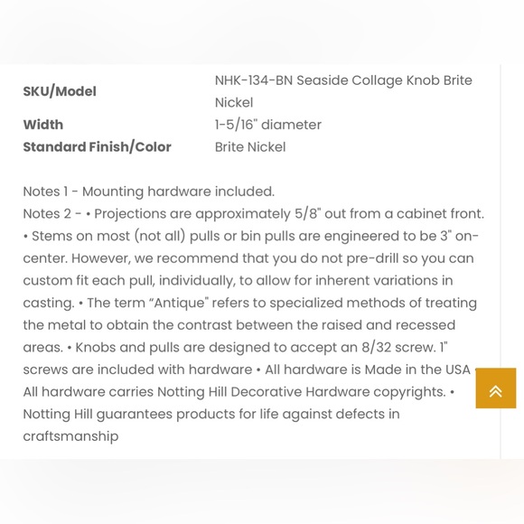 Notting Hill Seaside Collage Shells Drawer Knob NHK-134 Brite Nickel 1 5/16” d - Picture 2 of 5